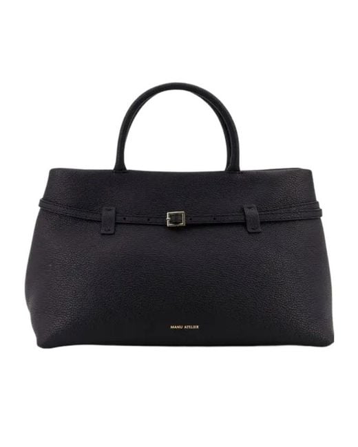 MANU Atelier Black Le Cambon 35 Buckle Detailed Tote Bag