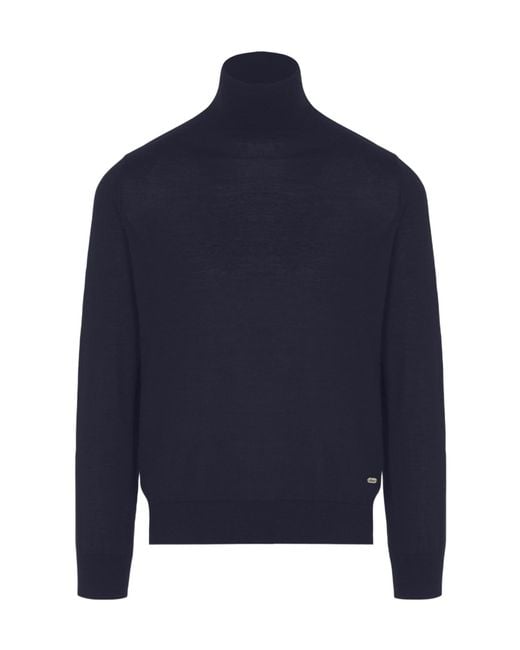 Brioni Blue Essential Midnight Cashmere And Silk Turtleneck Sweater for men