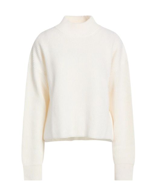 Max Mara White Mock-Neck Ribbed Knit Sweater