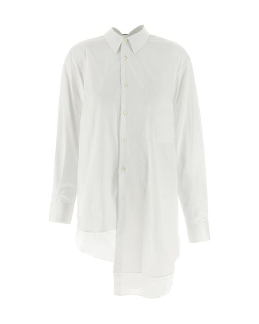 Comme des Garçons White Comme Des Garçons Asymmetric Hem Button-Up Shirt