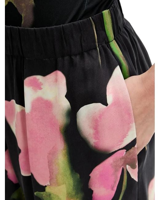 Stine Goya Black Floral-Print Palazzo Pants
