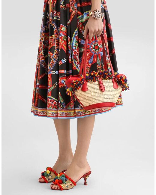 Dolce & Gabbana Red Raffia Coffa Capri Bag