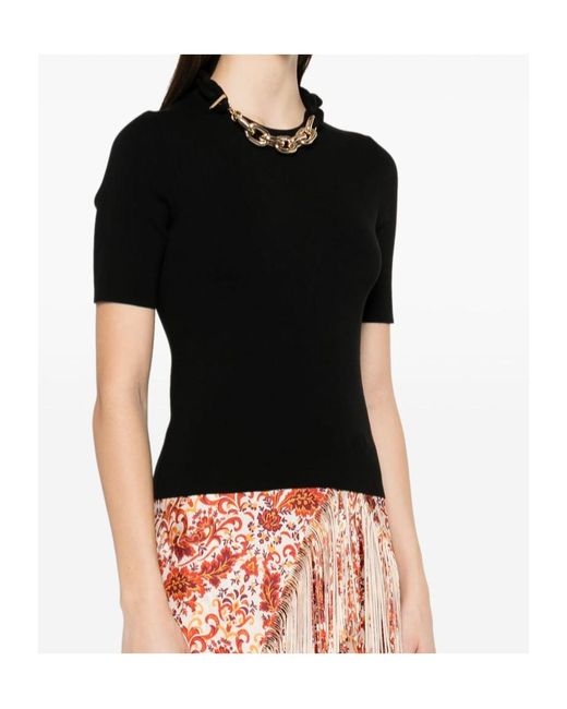 Rabanne Black Chain Link-Detailed Crewneck Top