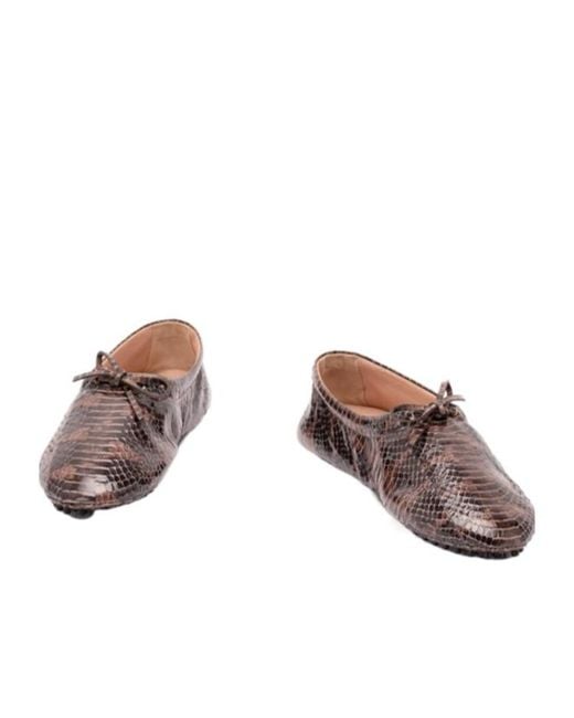 Alberta Ferretti Brown Bow-Detail Ballet Flats