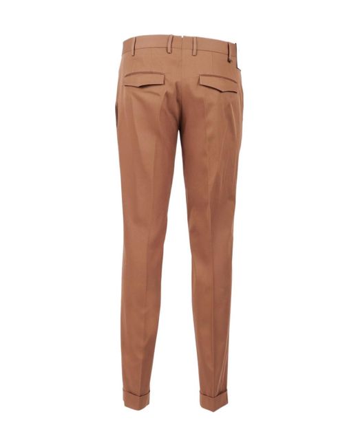 PT01 Brown Pleated Flap-Pocket Trousers for men