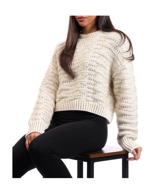 Boss White Crew-Neck Knit Sweater