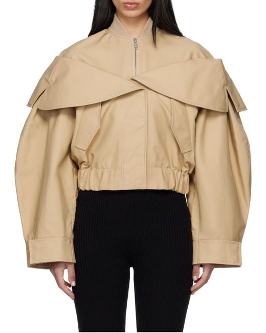 Ganni Natural Layered Cotton Bomber Jacket