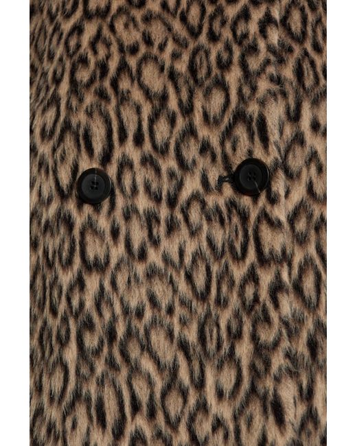 Emporio Armani Brown Leopard-Printed Double-Breasted Coat