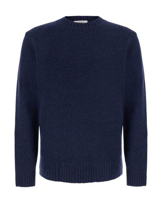 Kangra Cashmere Blue Long-Sleeve Crew-Neck Sweater for men