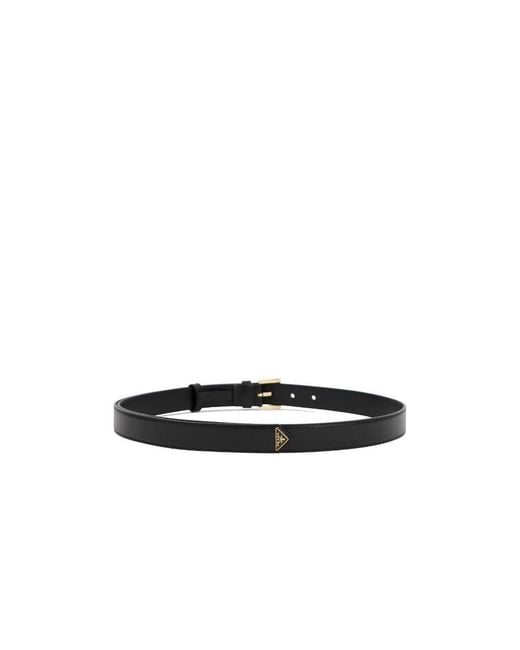 Prada White Triangle Logo Buckled Belt