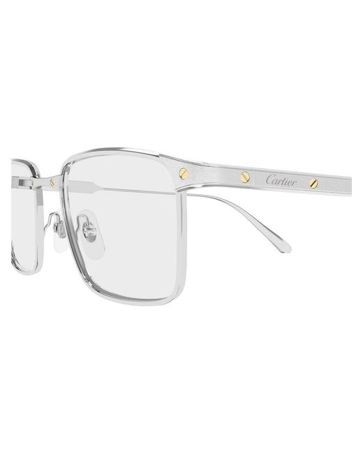 Cartier White Rectangle-Frame Glasses for men