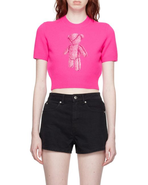 Alexander Wang Pink Beiress Crystal-Embellished Short-Sleeve T-Shirt