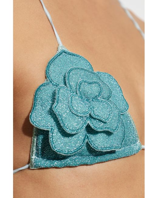 Oseree Blue Lace-Up Bikini Set