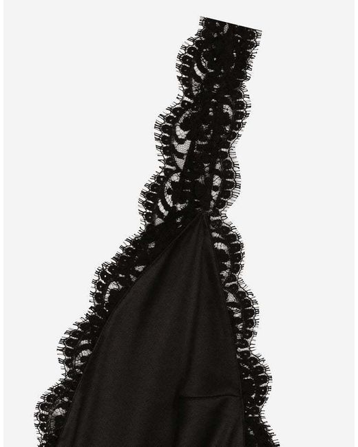Dolce & Gabbana Black High-Cut Leg Satin Bodysuit