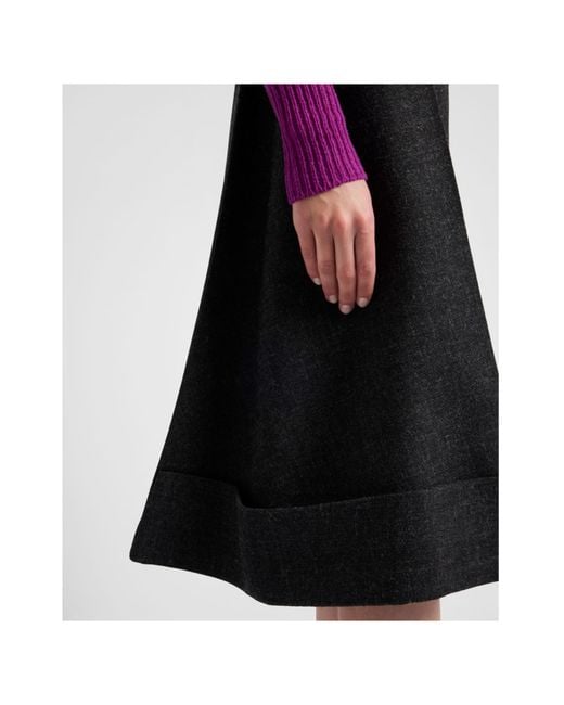 Prada Black High-Waist Turn-Up Hem Skirt