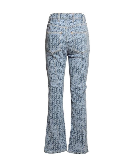 Rabanne Blue Logo Jacquard Flared Jeans