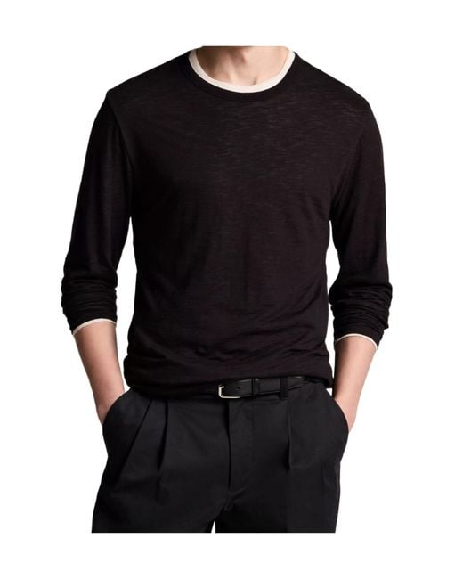 Vince Black Slub Pima Cotton Double-Layer T-Shirt for men