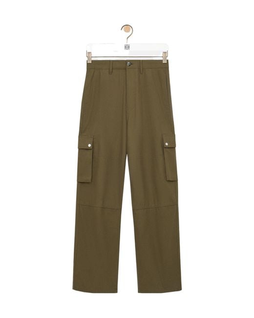 Loewe Green Contrast-Stitch Cargo Pants for men