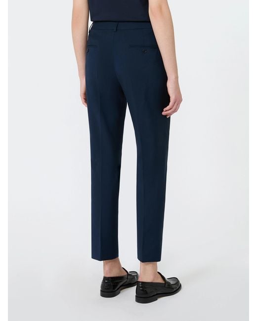 Weekend by Maxmara Blue Stretch Wool Cigarette Trousers