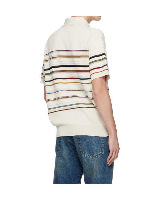 Paul Smith White 'Identical Striped' Short-Sleeved Shirt for men