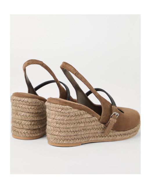 Brunello Cucinelli Natural 60Mm Wedge-Heel Espadrilles