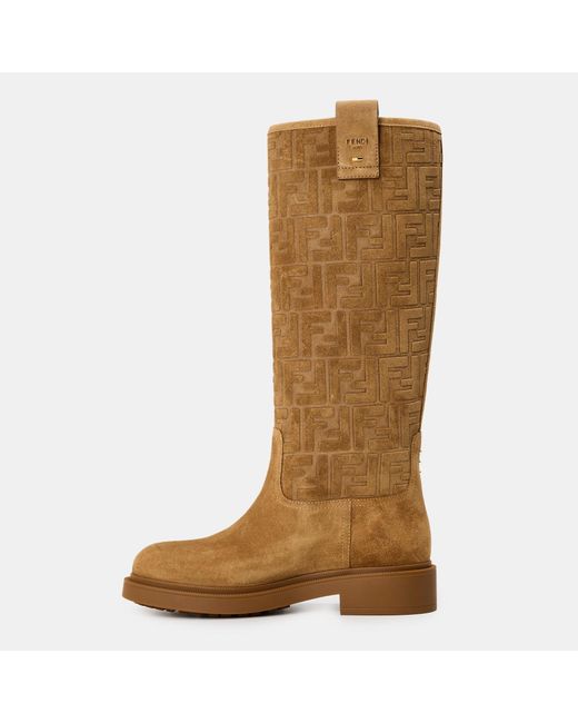 Fendi Brown Suede Filo Knee High Boots