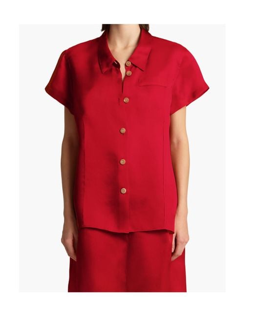 Khaite Red Keefe Button-Up Blouse