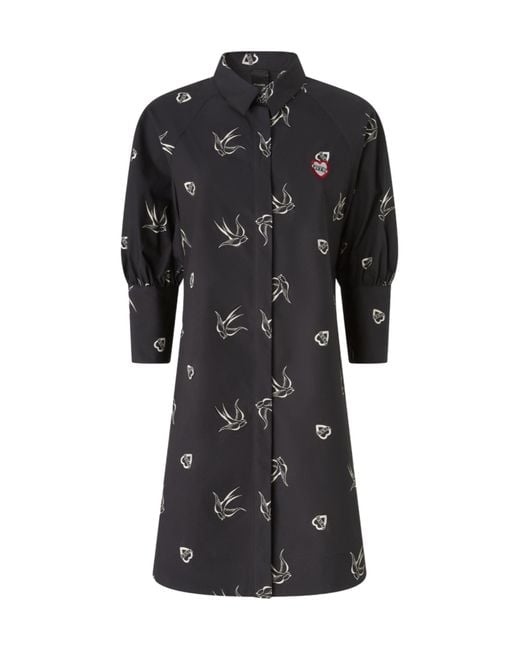 Pinko Black Puff-Sleeve Shirt Dress