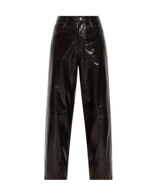 Rohe Black Lacquer Baggy Leather Trousers