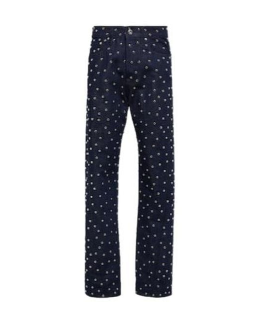 Lanvin Blue Studded Straight Jeans for men