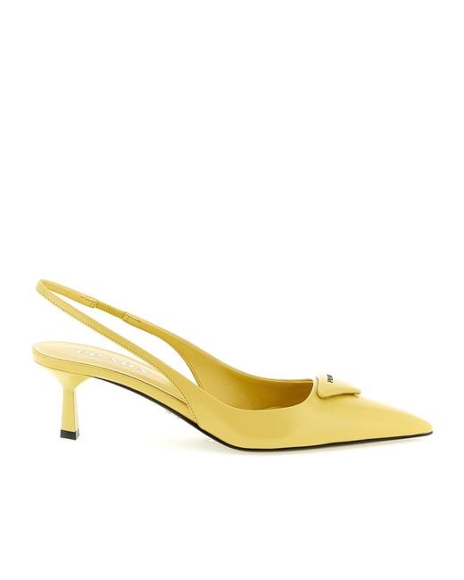 Prada Yellow Pointed-Toe Slingback Pumps