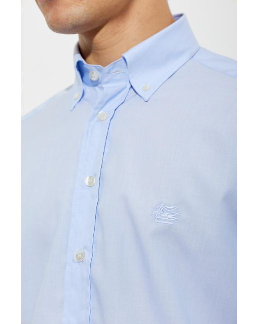 Etro Blue Long-Sleeved Shirt for men
