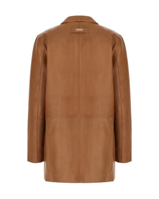 Iceberg Brown Button Leather Jacket