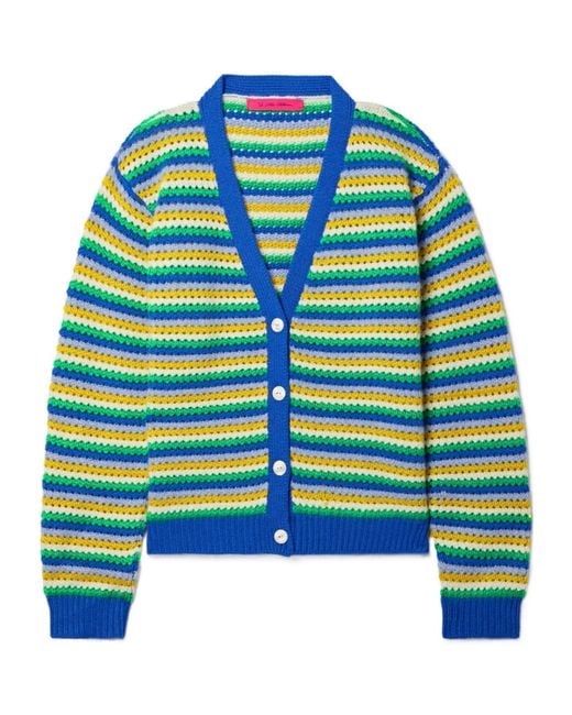 The Elder Statesman Blue Hollow-Knit Cardigan