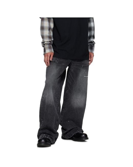 we11done Gray Patch Pocket Jeans for men
