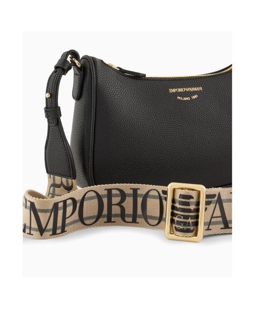 Emporio Armani Black Logo Printed Zipped Crossbody Bag