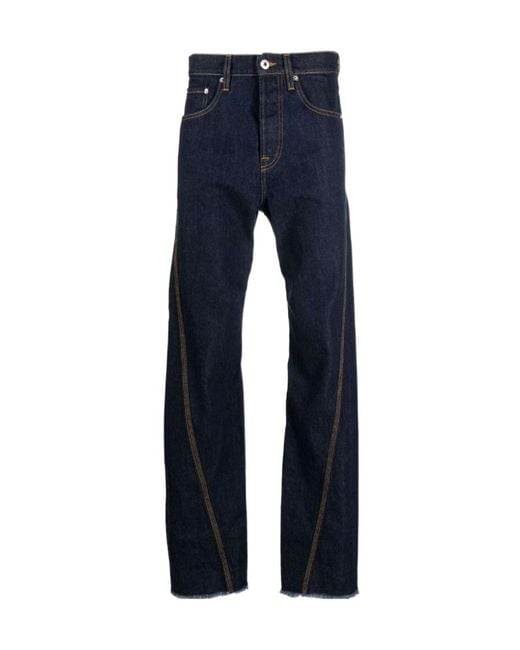 Lanvin Blue Logo Patch Mid-Rise Jeans for men