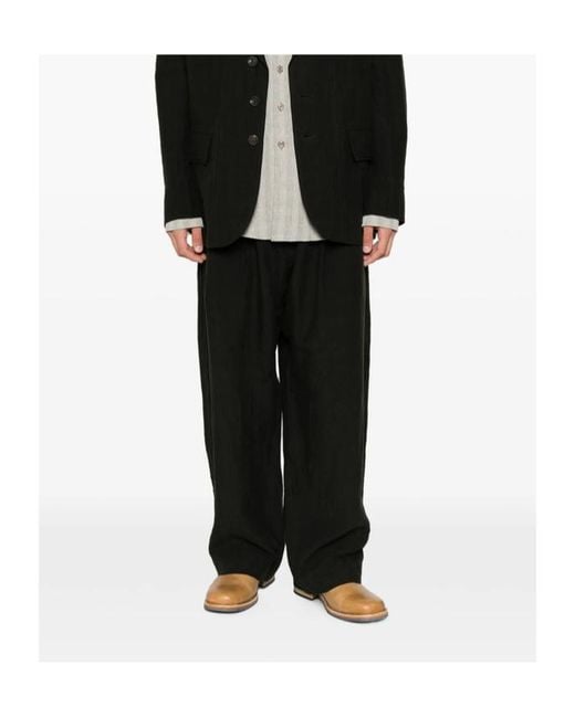 Ziggy Chen Black Pleated Buttoned Trousers for men