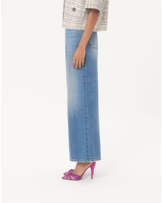 Valentino Blue Button Detailed Flared Jeans