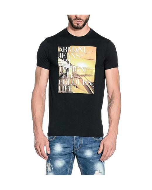 Armani Jeans Black Logo Details T-Shirt for men