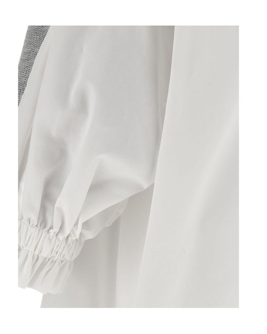 Sacai Gray Crewneck Pleated Back Shirt Jumper