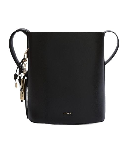 Furla Black Roxie S Logo Detail Bucket Bag