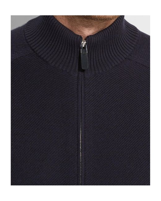Zegna Blue Zip-Up Cardigan for men