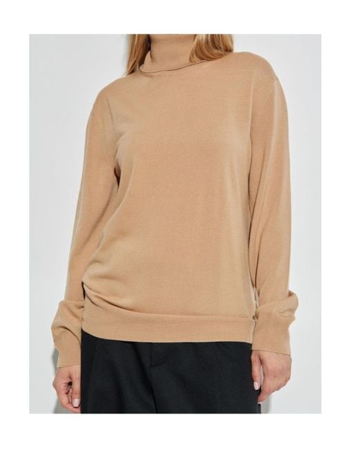 Jil Sander Natural High-Neck Rib-Knit Jumper