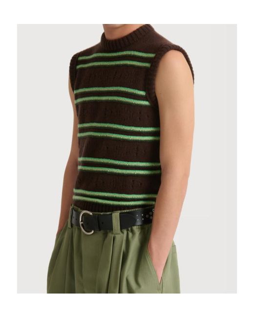 Marni Green Openwork Knit Vest for men
