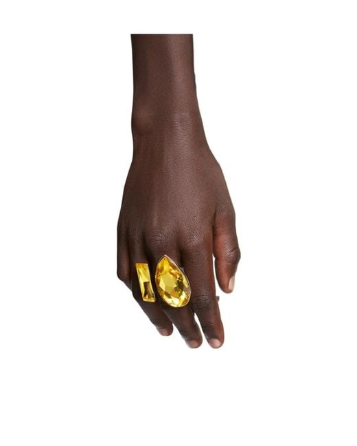 Dries Van Noten Yellow Gem Open Ring