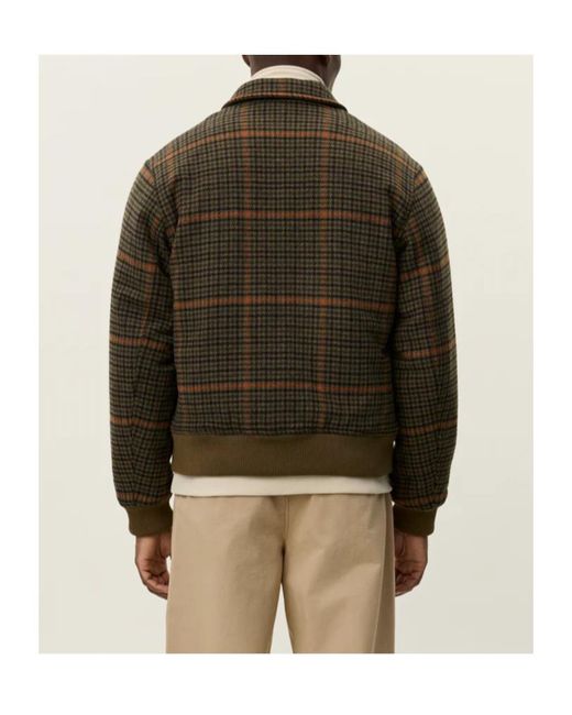 Les Deux Brown Houndstooth Wool Bomber Jacket for men