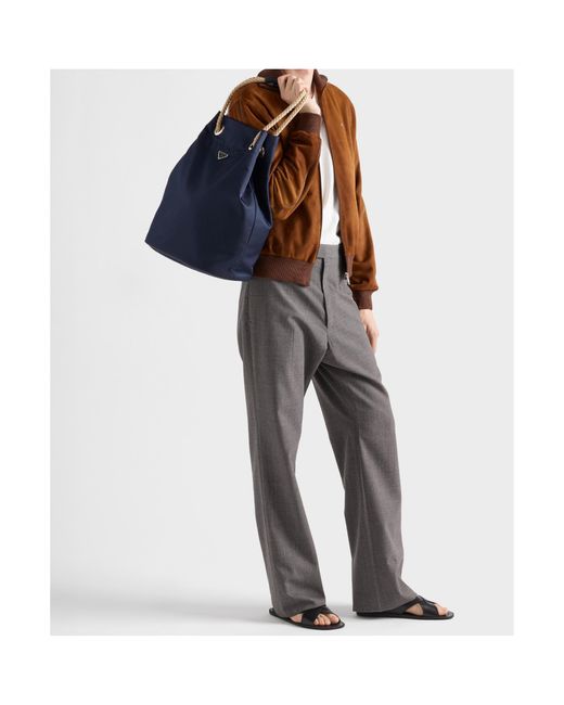 Prada Blue Mariner Medium Re-Nylon Tote Bag for men