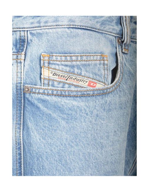 DIESEL Blue Belt-Loop Jeans for men