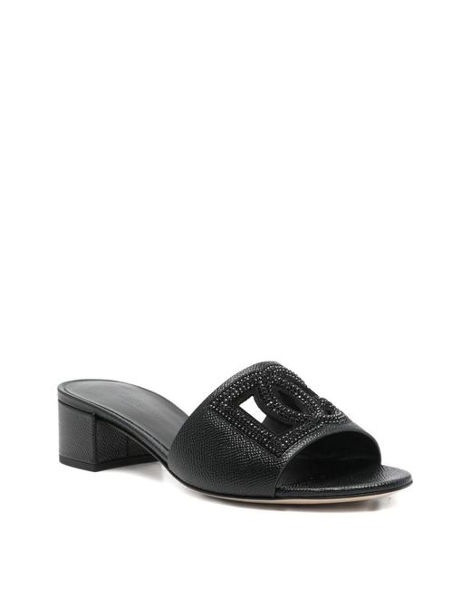 Dolce & Gabbana Black Dolce & Gabbana Dg Logo Leather Sandals